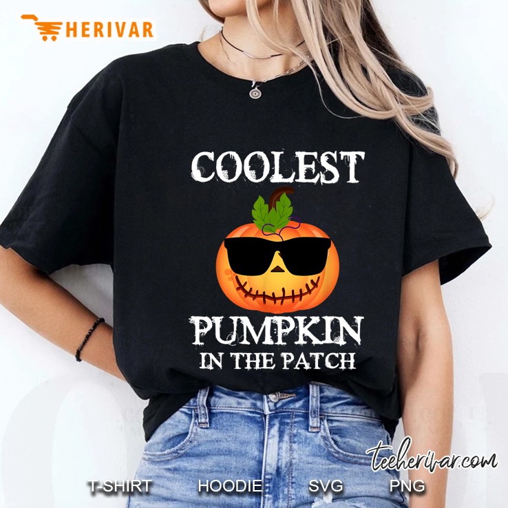 Coolest Pumpkin In The Patch Pumpkin With Glasses Halloween Ladies Tee
