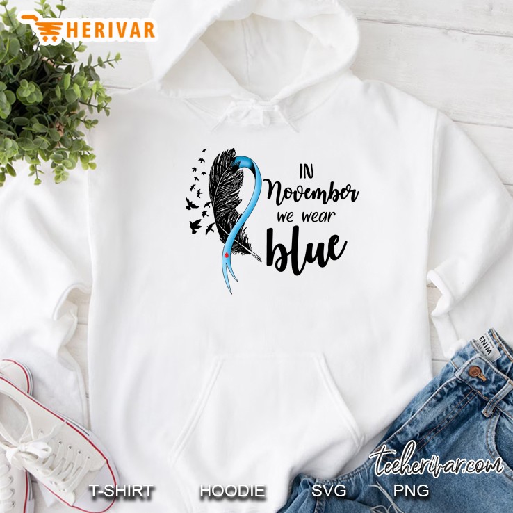 In November We Wear Blue Diabetes Awareness Feather Version Hoodie