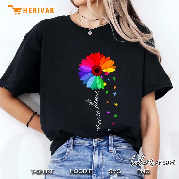 Choose Kind Autism Colorful Daisy Flower Ladies Tee