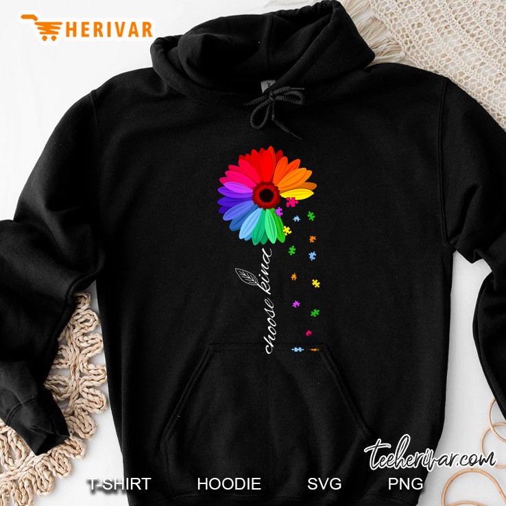 Choose Kind Autism Colorful Daisy Flower Hoodie