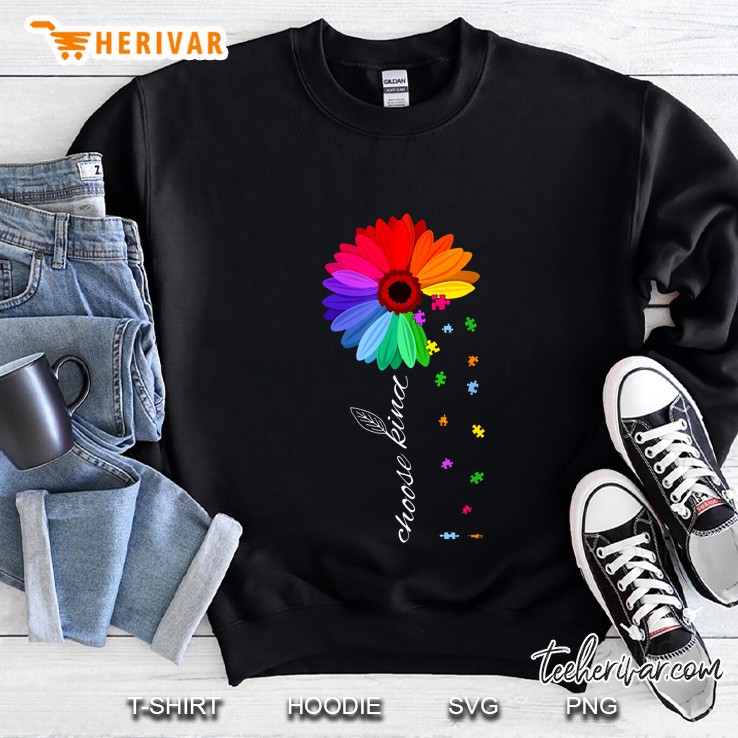 Choose Kind Autism Colorful Daisy Flower Sweatshirt