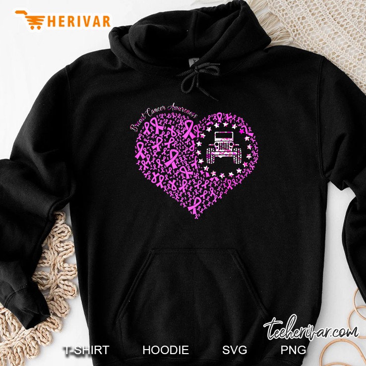 Breast Cancer Awareness Ribbon Heart Jeep Version Hoodie