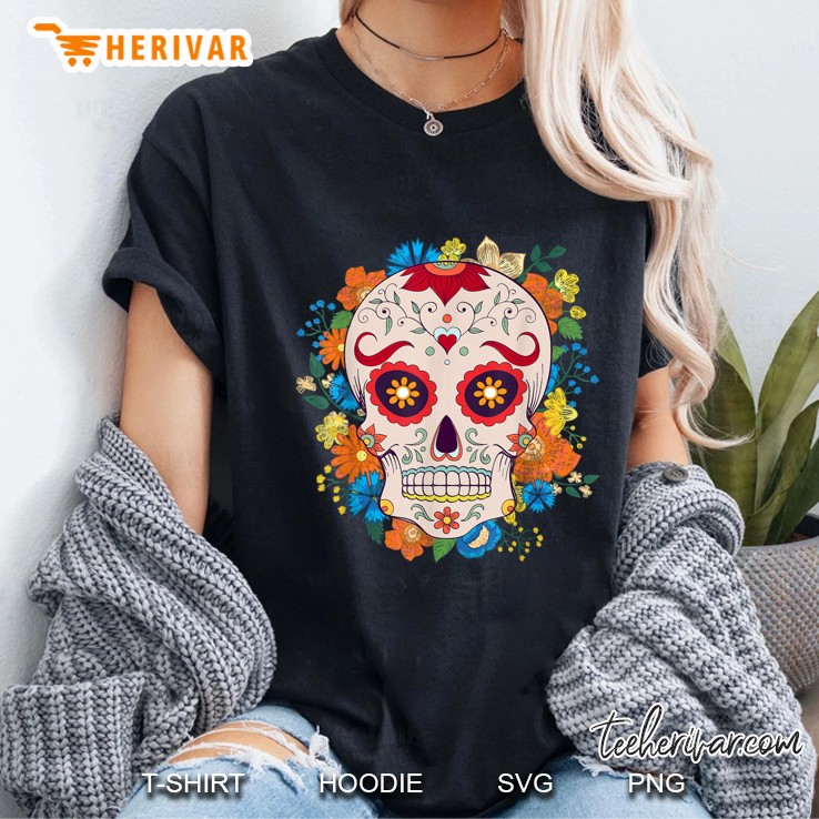 Suger Skull Day Of The Death Dia De Los Muertos Ladies Tee