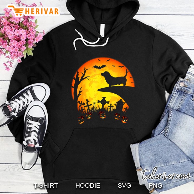 Basset Hound Halloween Moon Hoodie