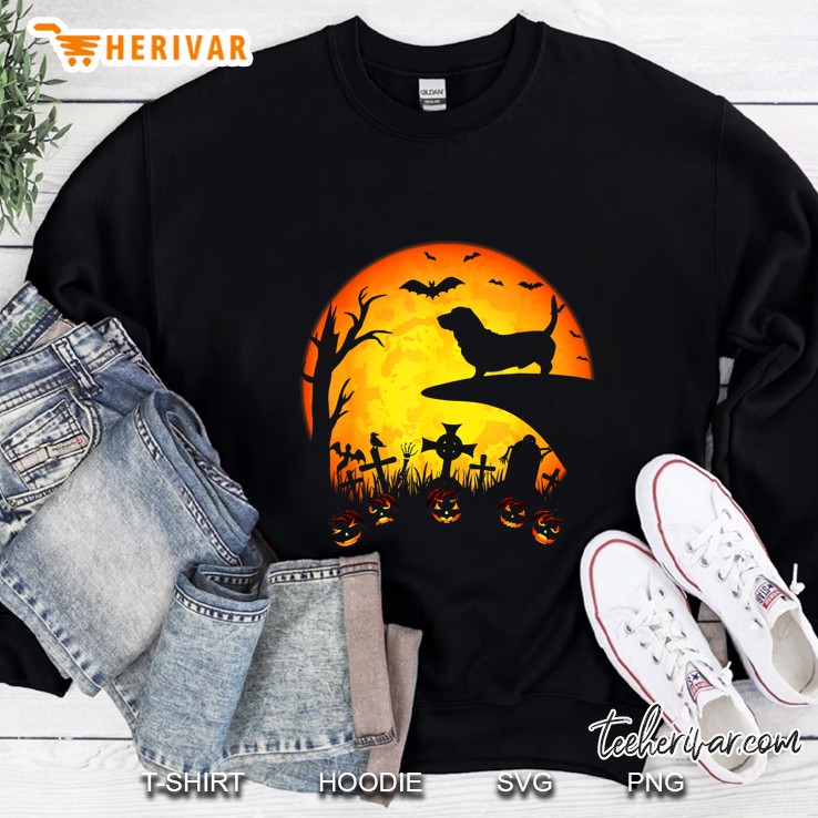 Basset Hound Halloween Moon Sweatshirt