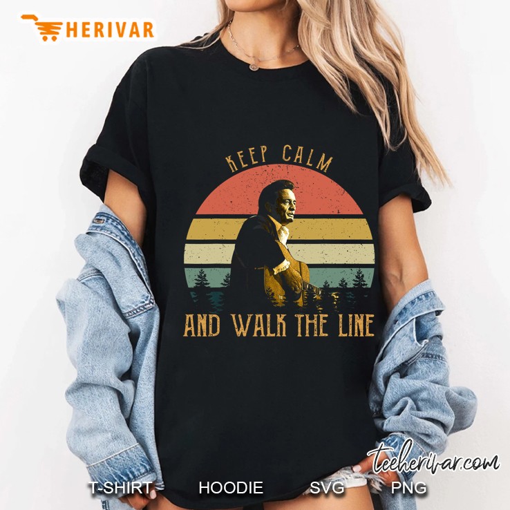 Keep Calm And Walk This Line Johnny Cash Vintage Version Ladies Tee