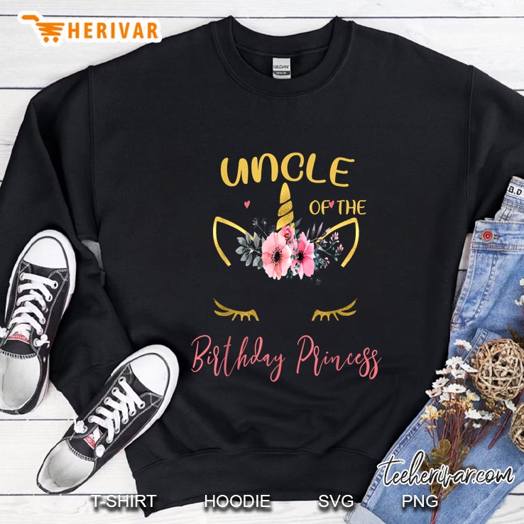 Uncle Of The Birthday Princess Unicorn Floral Version Sweatshirt