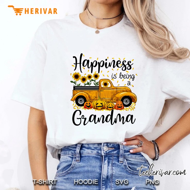 Happiness Is Being A Grandma Sunflower Truck Version Ladies Tee