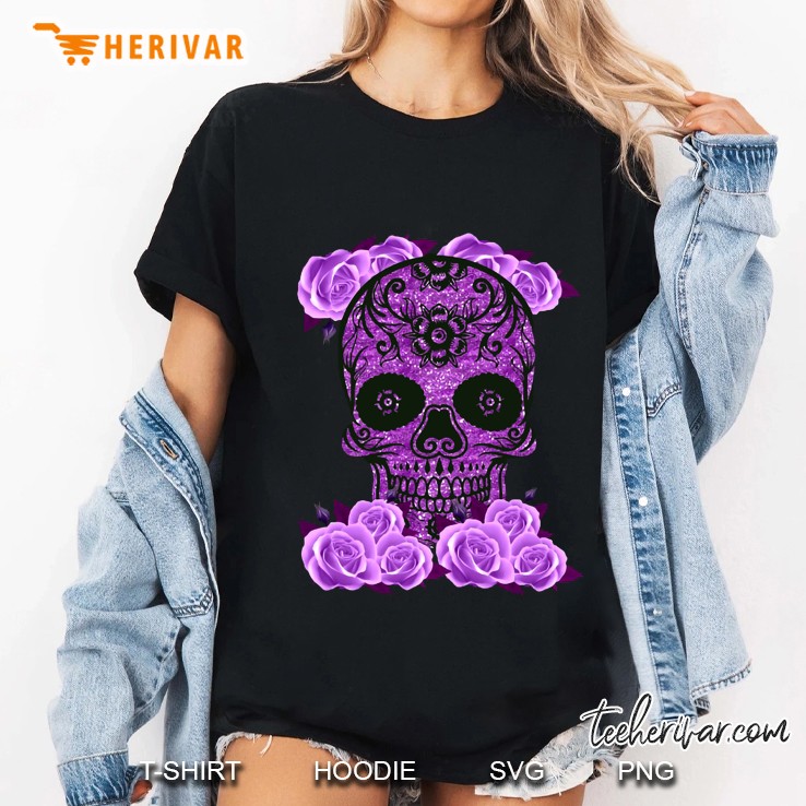 Purple Sugar Skull Flower Hoodie