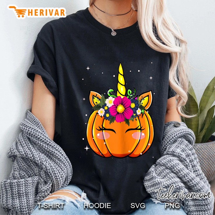 Unicorn Pumpkin Sparkle Halloween Version2 Ladies Tee