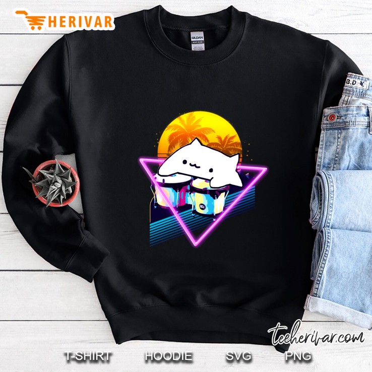 Bongo Cat Retro 80s Vaporwave Outrun Sweatshirt