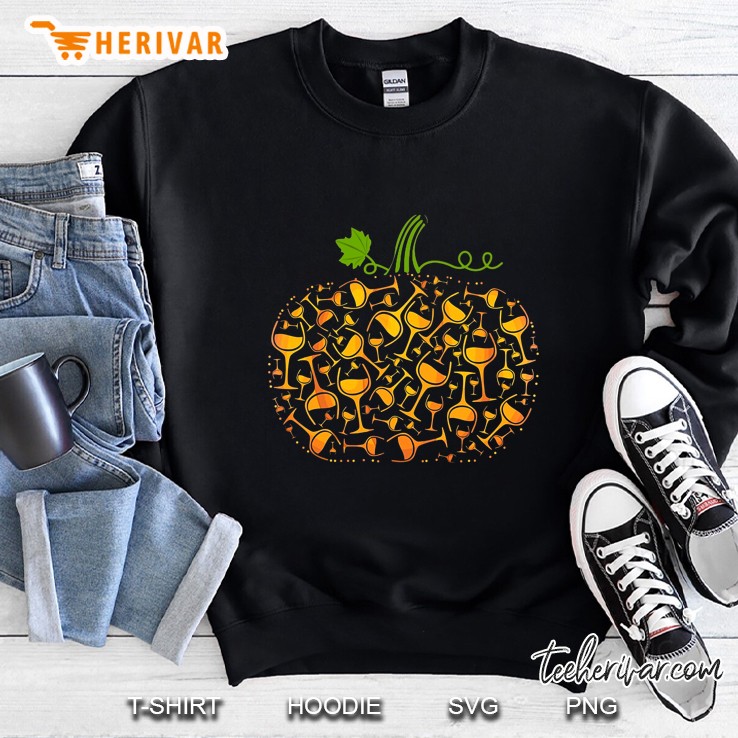 Wine Glass Pumpkin Halloween Sweatshirt