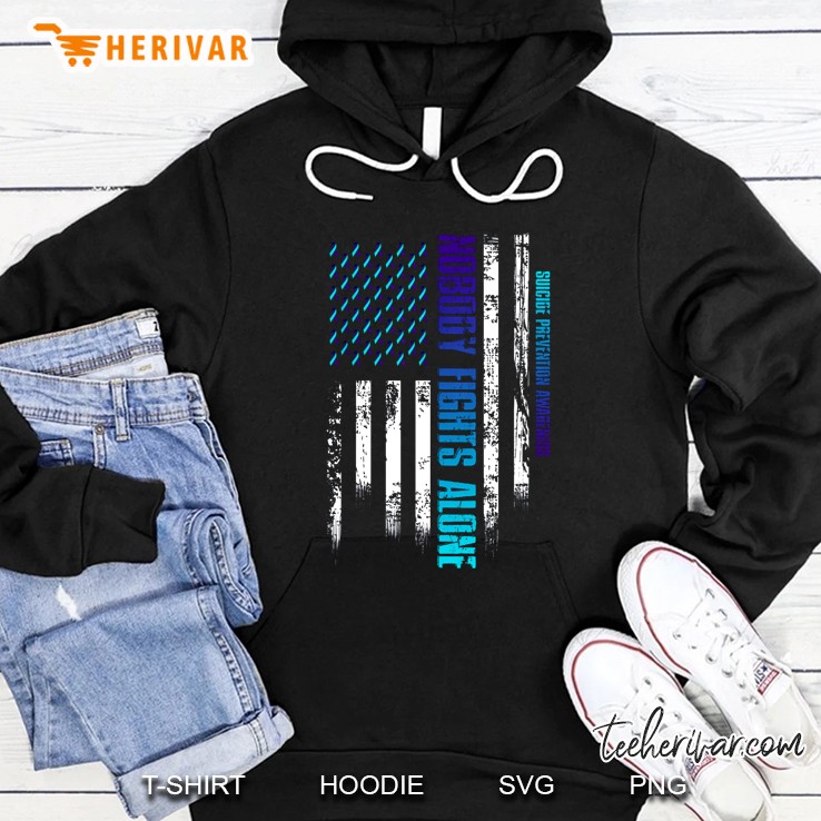 Nobody Fights Alone Suicide Prevention Awareness American Flag Version Hoodie