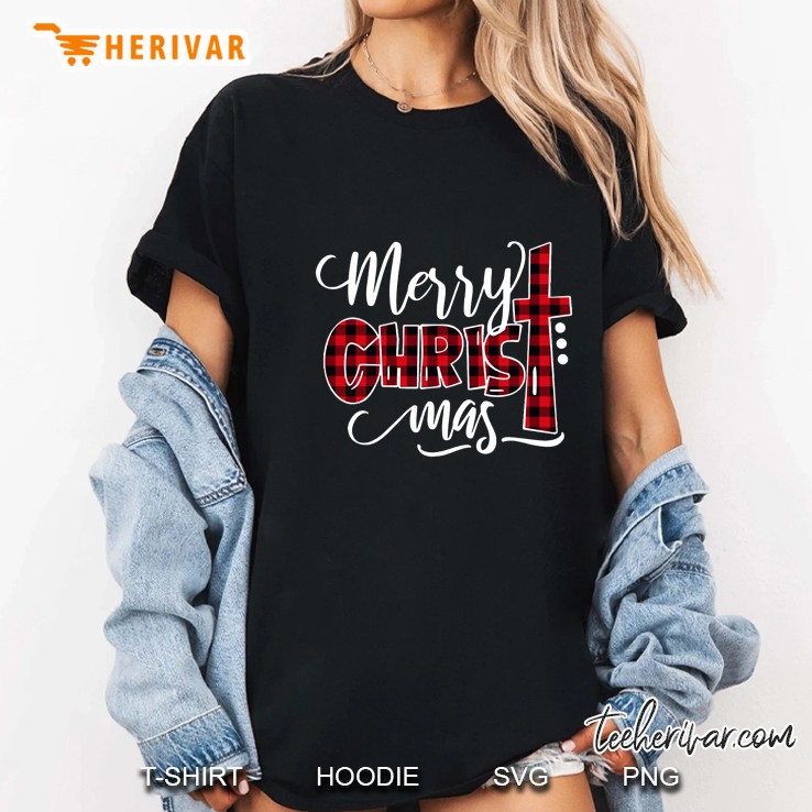 Merry Christmas Plaid Version Ladies Tee