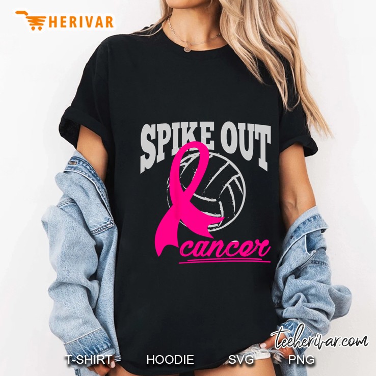 Spike Out Cancer Volleyball Breast Cancer Awareness Ladies Tee