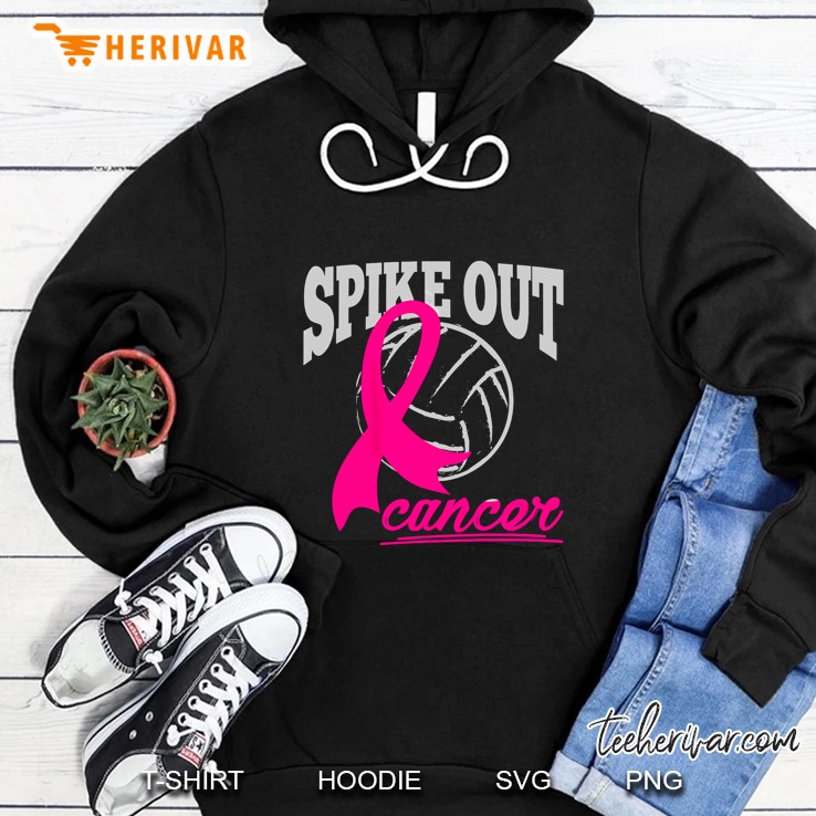 Spike Out Cancer Volleyball Breast Cancer Awareness Hoodie
