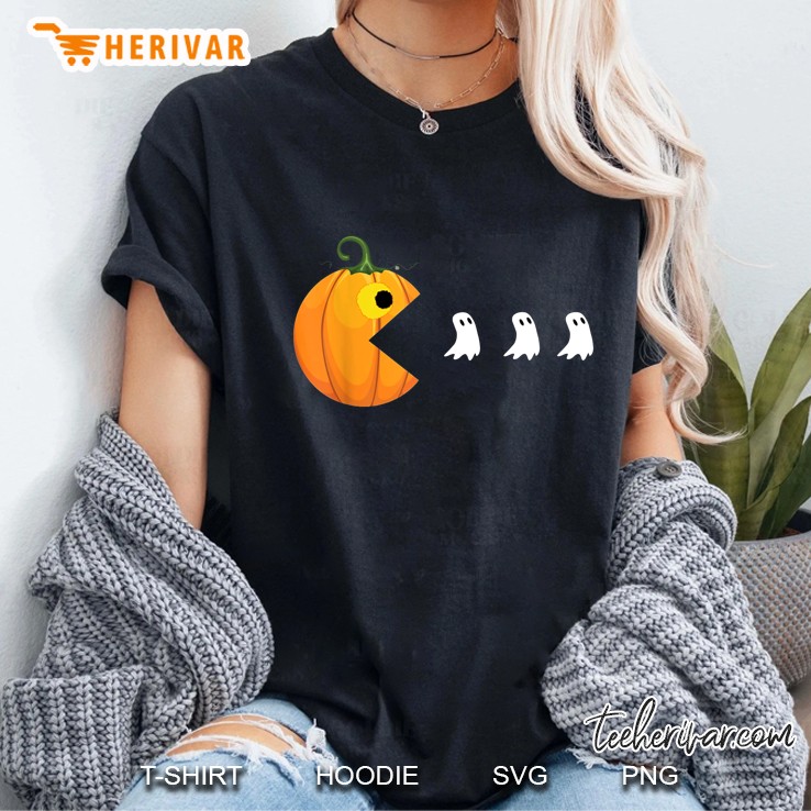Pumpkin Pacman Halloween Ladies Tee