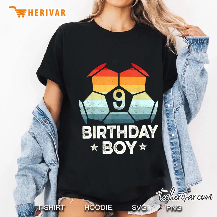 9th Birthday Boy Soccer Vintage Version Ladies Tee