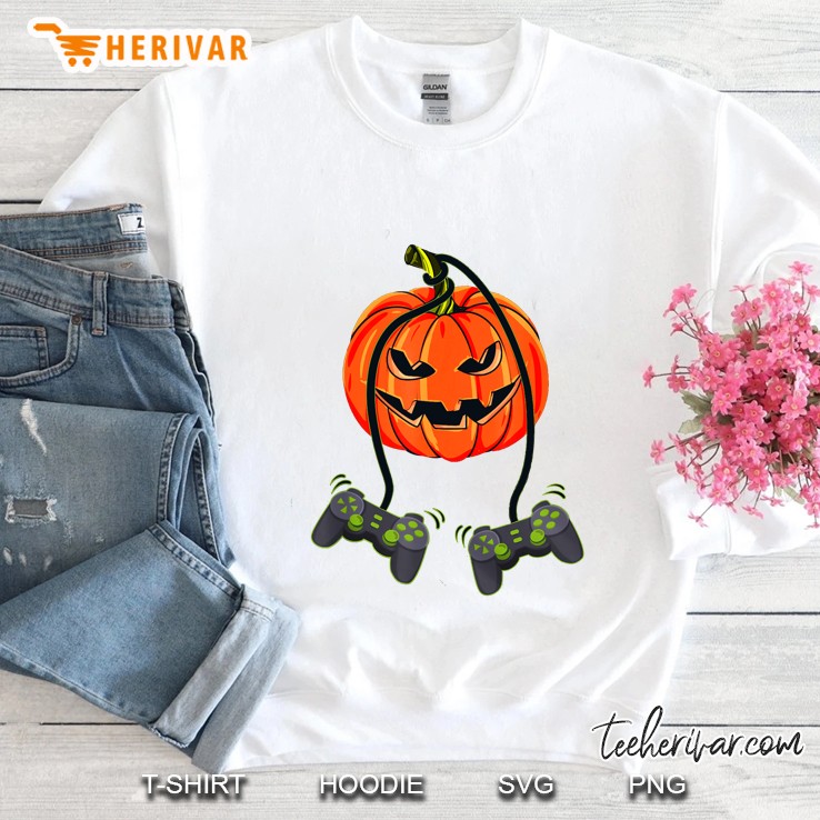 Jack O Lantern Video Gamer Controllers Halloween Sweatshirt