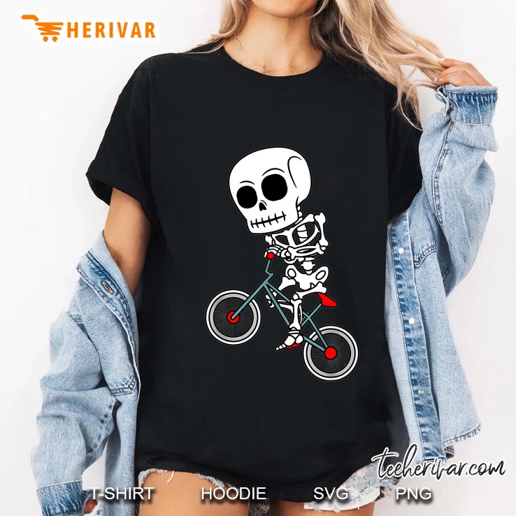 Skeleton BMX Racer Halloween Ladies Tee