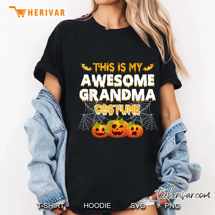 This Is My Awesome Grandma Costume Pumpkin Halloween Ladies Tee