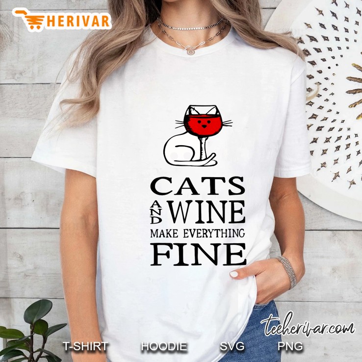 Cats And Wine Make Everything Fine Version2 Ladies Tee