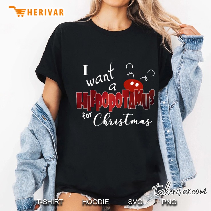 I Want A Hippopotamus For Christmas Black Version Ladies Tee