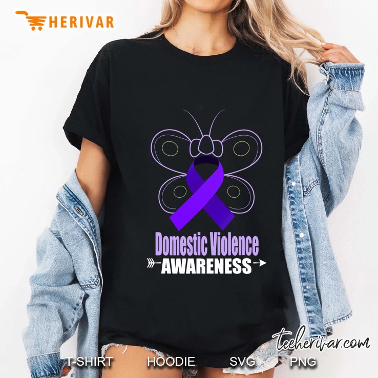 Domestic Violence Awareness Ribbon Butterfly Version Ladies Tee
