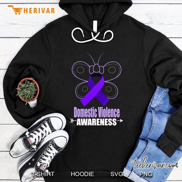 Domestic Violence Awareness Ribbon Butterfly Version Hoodie