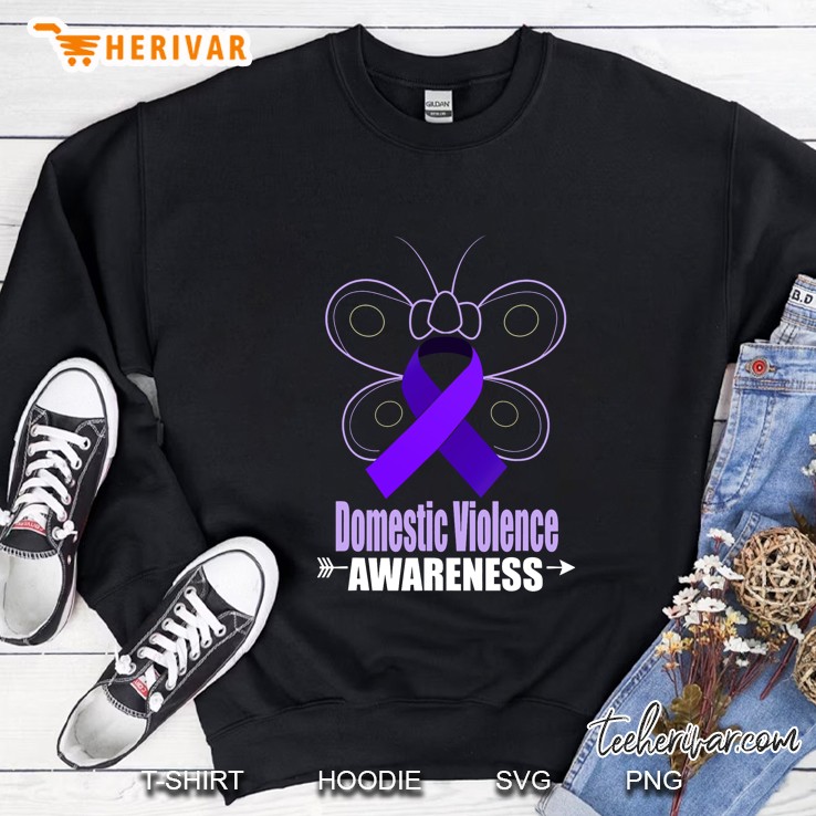 Domestic Violence Awareness Ribbon Butterfly Version Sweatshirt