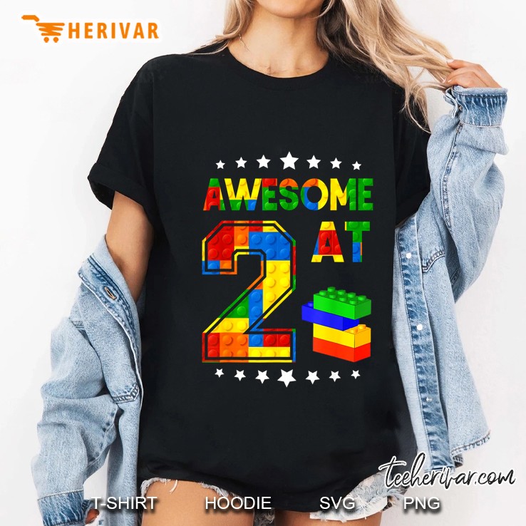 Awesome At 2 Building Blocks Bricks Ladies Tee