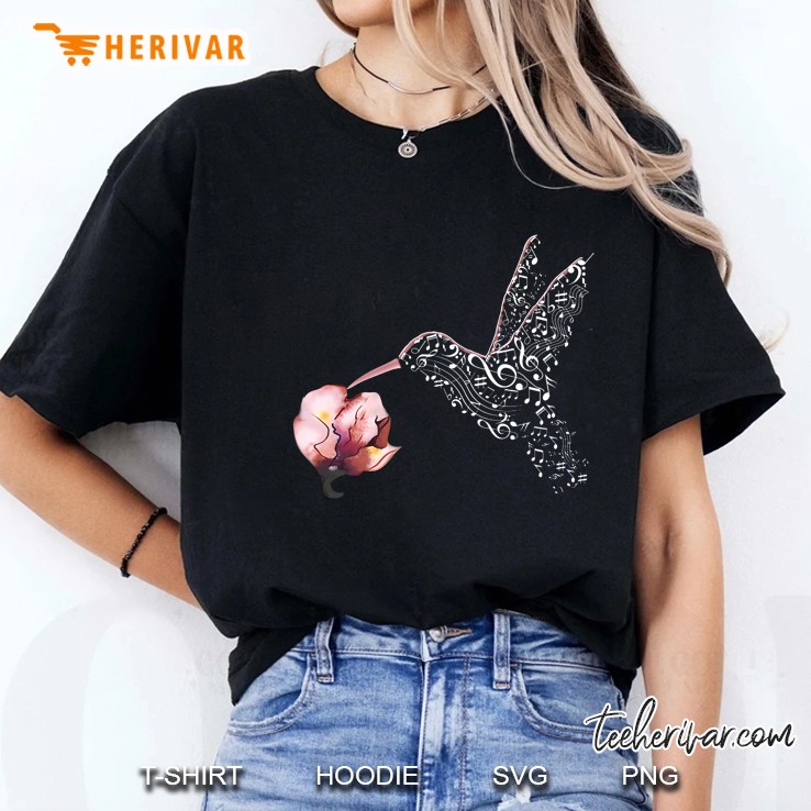 Hummingbird Music And Flower Ladies Tee