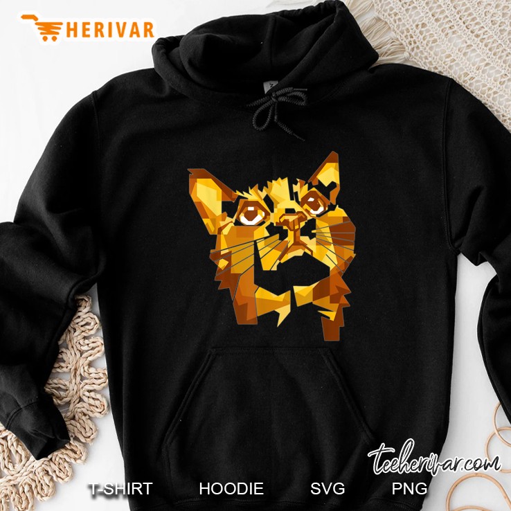 Cat Portrait Silhouette Diamond Texture Hoodie