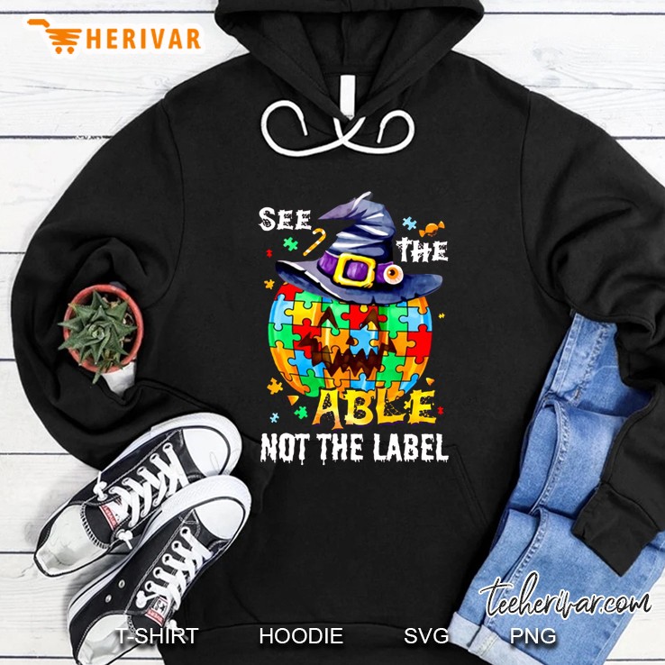 See The Able Not The Label Autism Awareness Pumpkin Halloween Hoodie