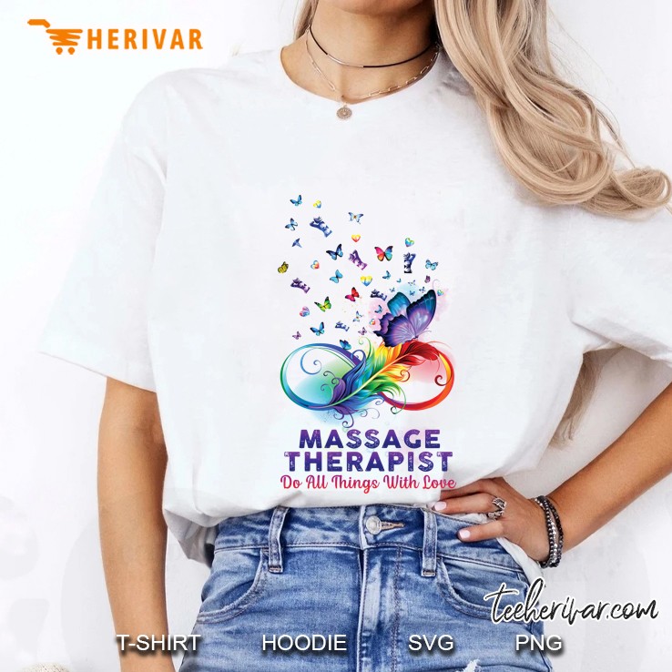 Massage Therapist Do All Things With Love Butterfly Feather Version Ladies Tee
