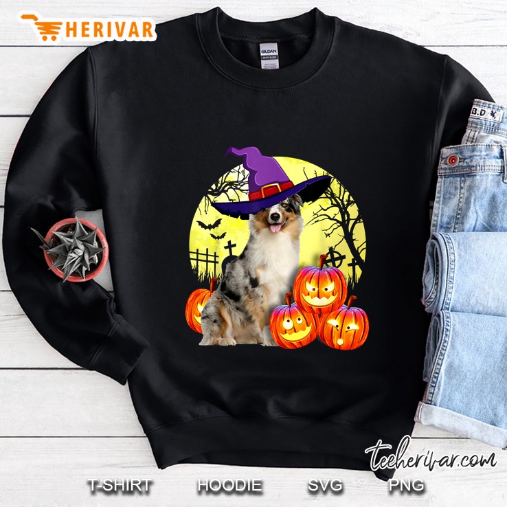 Australian Shepherd Dog Witch Halloween Sweatshirt