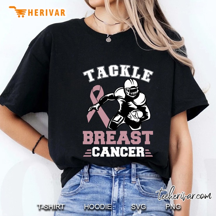 Tackle Breast Cancer Football Player Pink Ribbon Hoodie