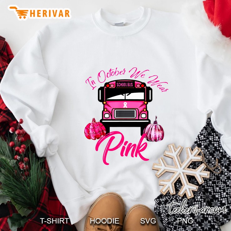 In October We Wear Pink School Bus Breat Cancer Awareness Mugs