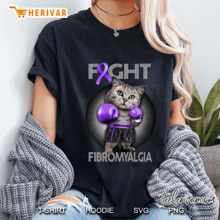 Fight Fibromyalgia Boxer Cat Version Ladies Tee