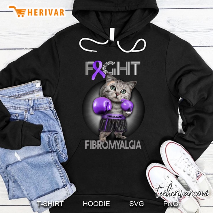 Fight Fibromyalgia Boxer Cat Version Hoodie