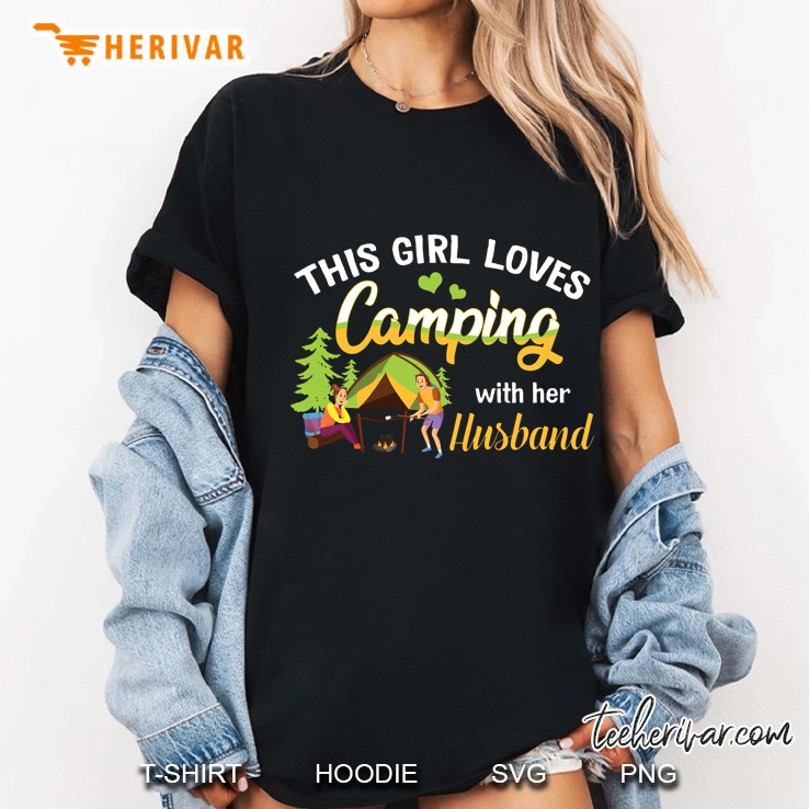 This Girl Loves Camping With Her Husband Black Version Ladies Tee
