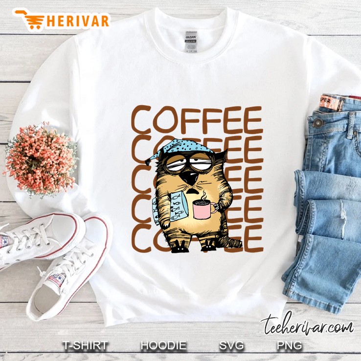 Coffee Funny Cat With Coffee Version Sweatshirt