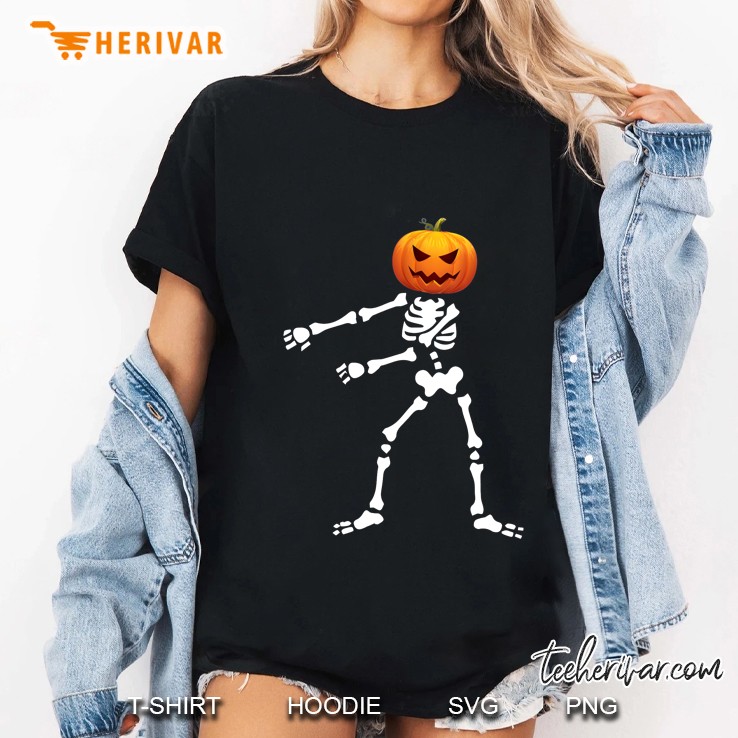 Halloween Skeleton Floss Dance Jack O Lantern Pumpkin Ladies Tee