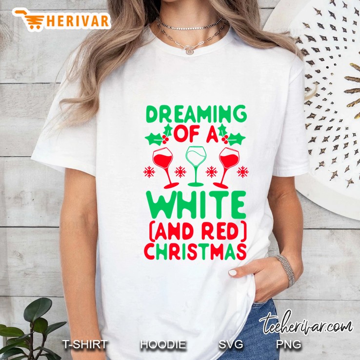 Dreaming Of A White And Red Christmas Ladies Tee