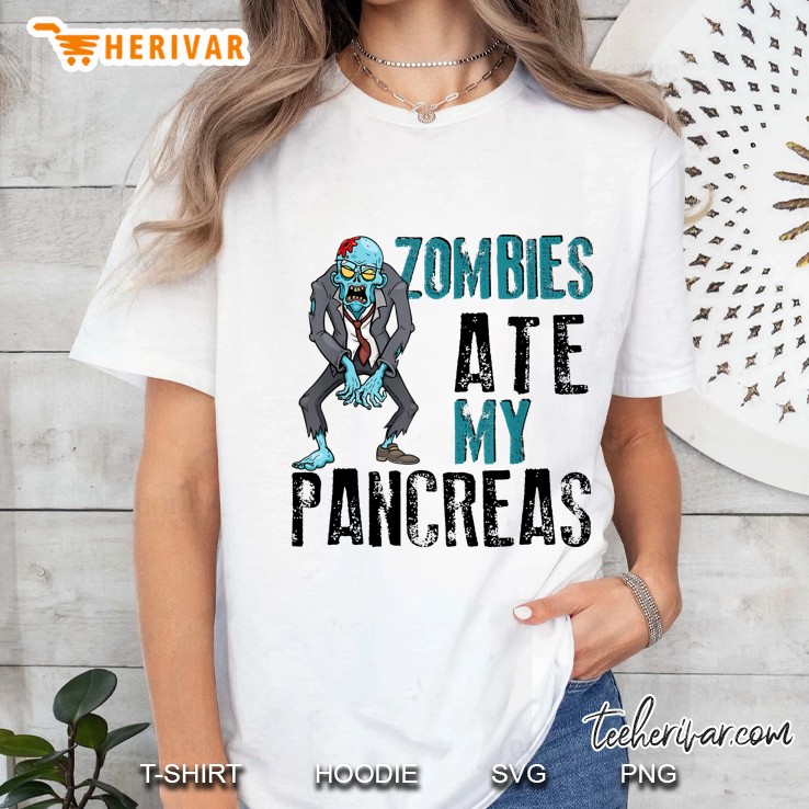 Zombies Ate My Pancreas Halloween White Version Ladies Tee