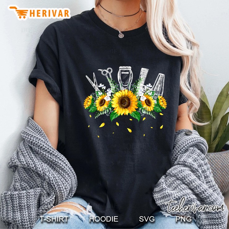 Scissors Hair Hairdresser Barber Sunflower Ladies Tee