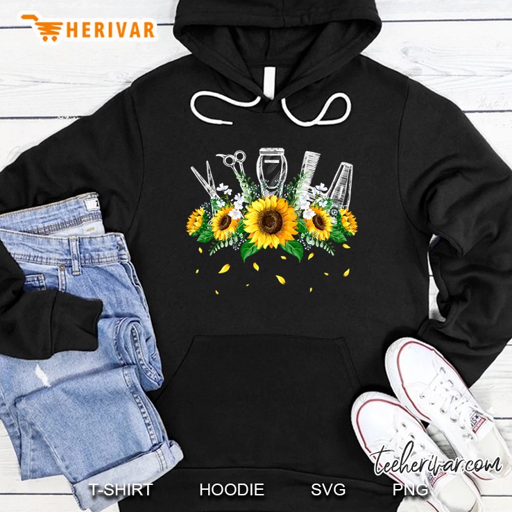 Scissors Hair Hairdresser Barber Sunflower Hoodie
