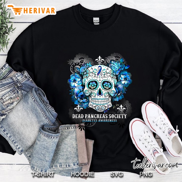 Dead Pancreas Society Diabetes Awareness Sugar Skull Version Sweatshirt