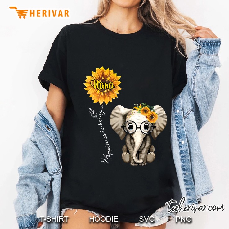 Happiness Being A Nana Sunflower Elephant Ladies Tee