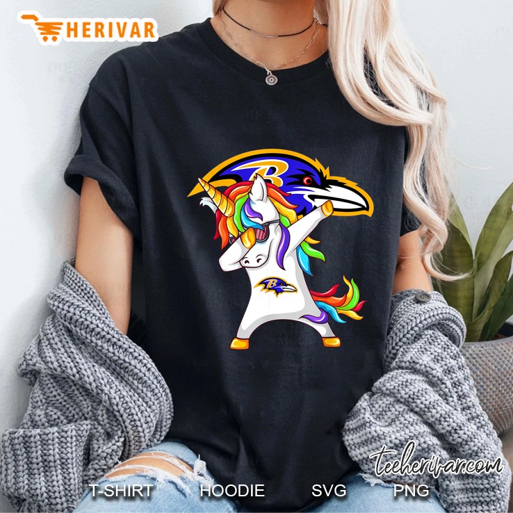 Unicorn Dabbing Baltimore Ravens Football Ladies Tee